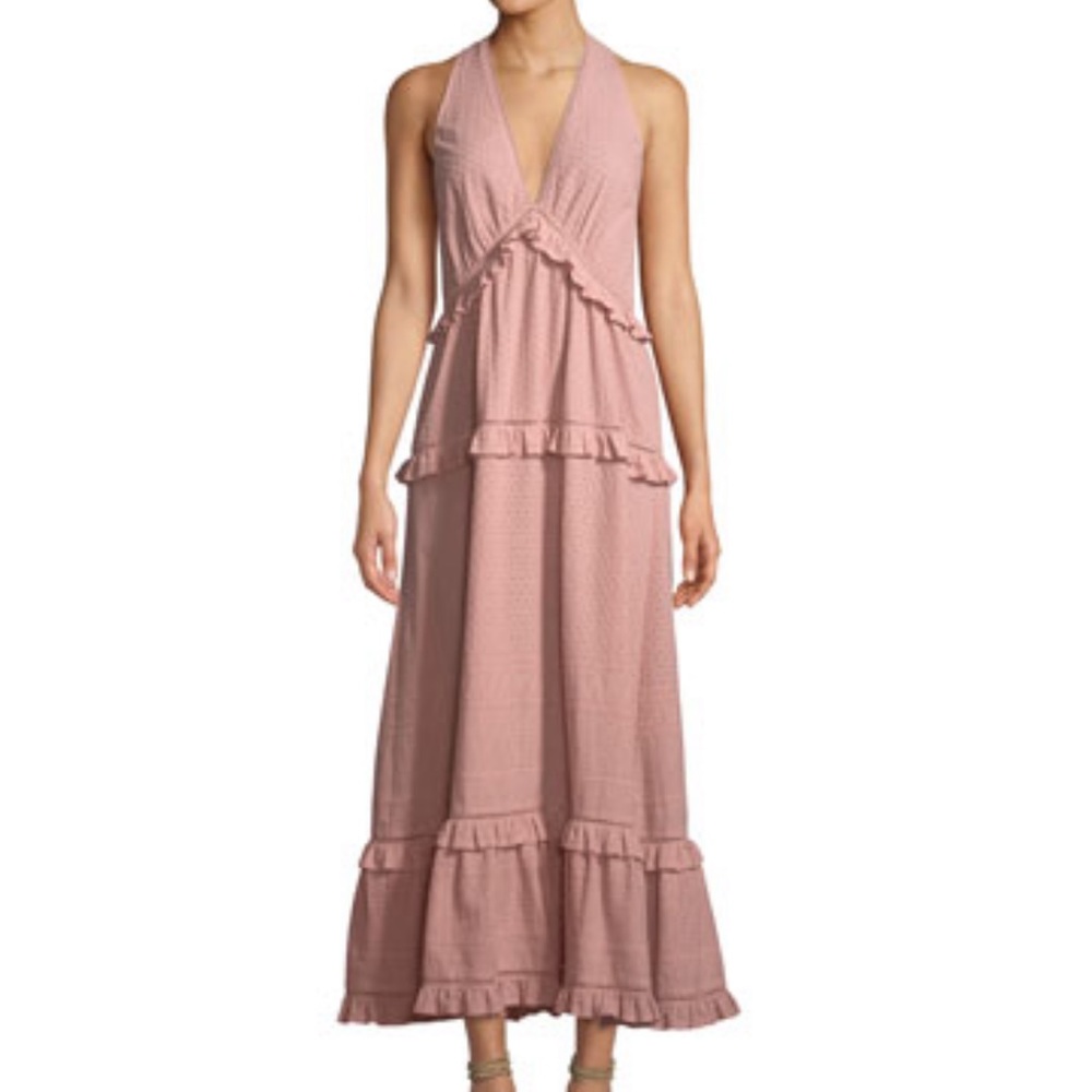 Jonathan Simkhai embroidered v-neck ruffle tank dress size XS